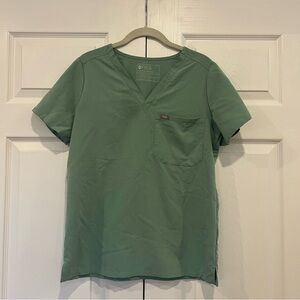 FIGS Catarina One-Pocket Scrub Top Short Sleeve V-Neck Green Womens Small